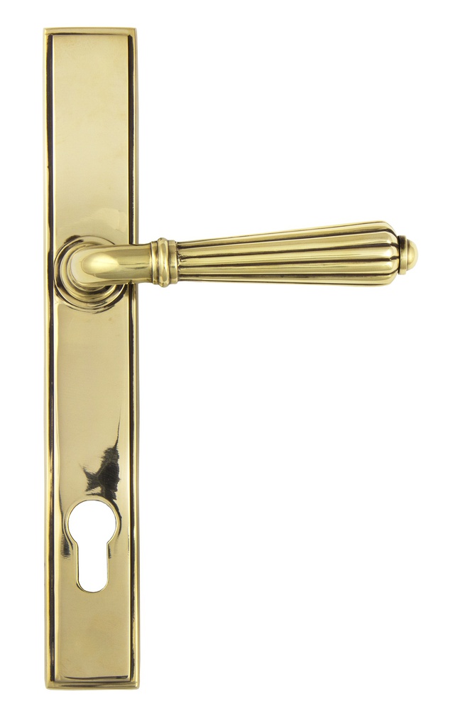 Aged Brass Hinton Slimline Lever Espag. Lock Set in-situ