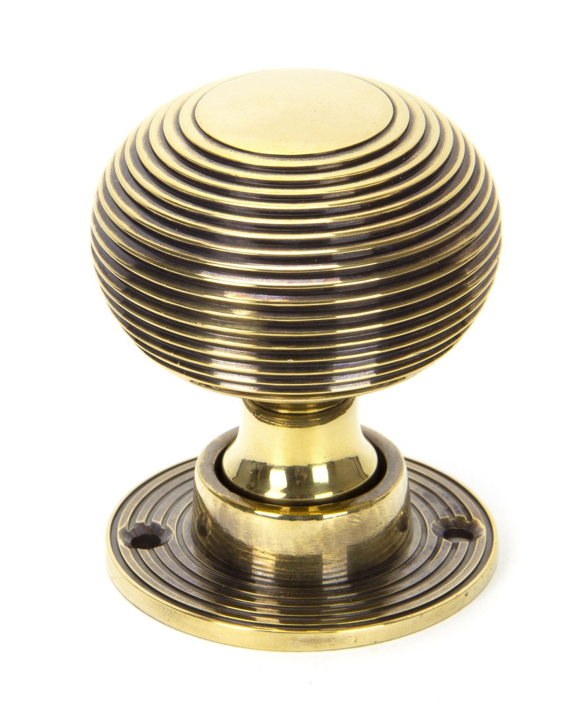 Aged Brass Beehive Mortice/Rim Knob Set in-situ