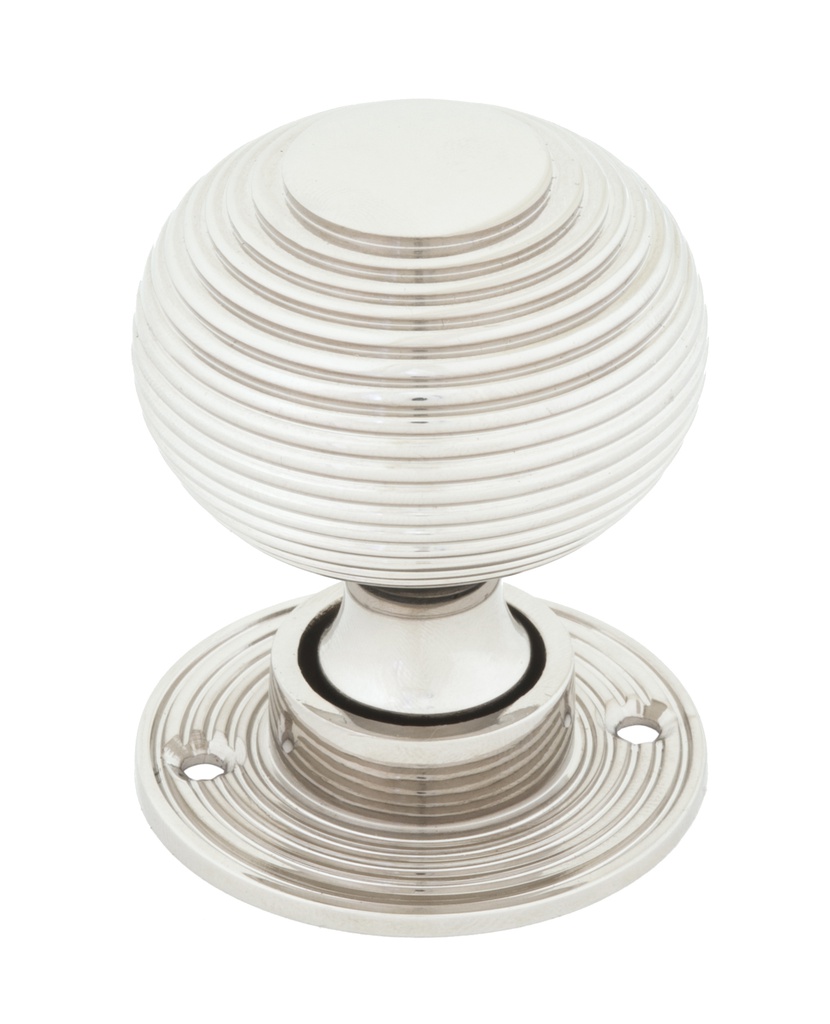 Polished Nickel Beehive Mortice/Rim Knob Set in-situ