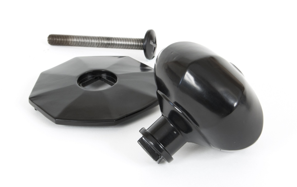 Black Octagonal Centre Door Knob in-situ