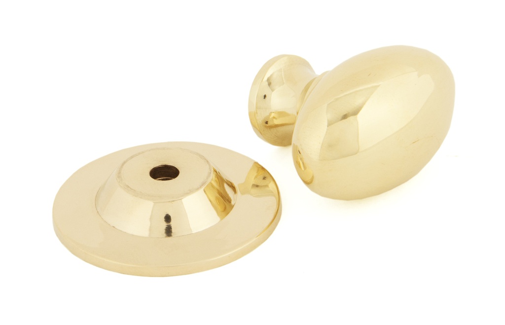Polished Brass Oval Cabinet Knob 33mm in-situ