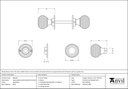 Aged Brass Heavy Beehive Mortice/Rim Knob Set - 83633H - Technical Drawing