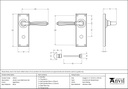 Aged Brass Hinton Lever Bathroom Set - 45312 - Technical Drawing