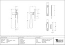 Aged Brass Locking Newbury Fastener - 91441 - Technical Drawing