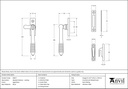 Aged Brass Locking Reeded Fastener - 83917 - Technical Drawing