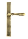 Aged Brass Reeded Slimline Lever Latch Set in-situ