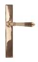 Polished Bronze Reeded Slimline Lever Latch in-situ