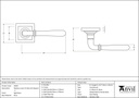 Aged Brass Newbury Lever on Rose Set (Square) - Unsprung - 50020 - Technical Drawing