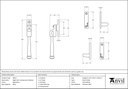 Aged Brass Night-Vent Locking Avon Fastener - 90411 - Technical Drawing