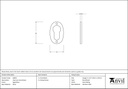 Aged Brass Oval Euro Escutcheon - 83819 - Technical Drawing