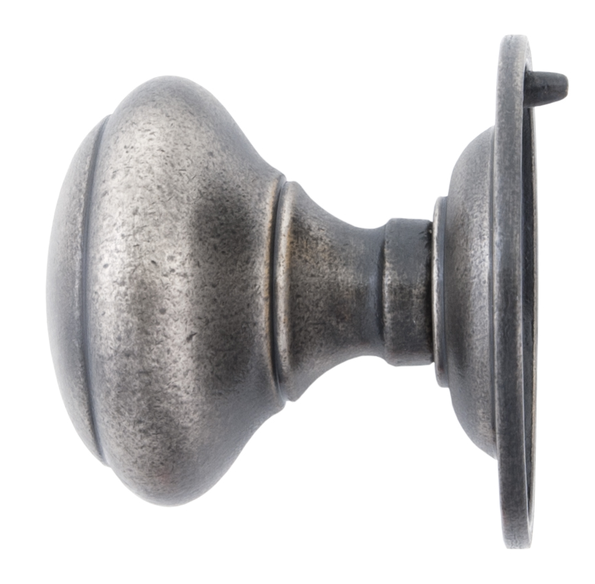 Antique Pewter Round Centre Door Knob in-situ