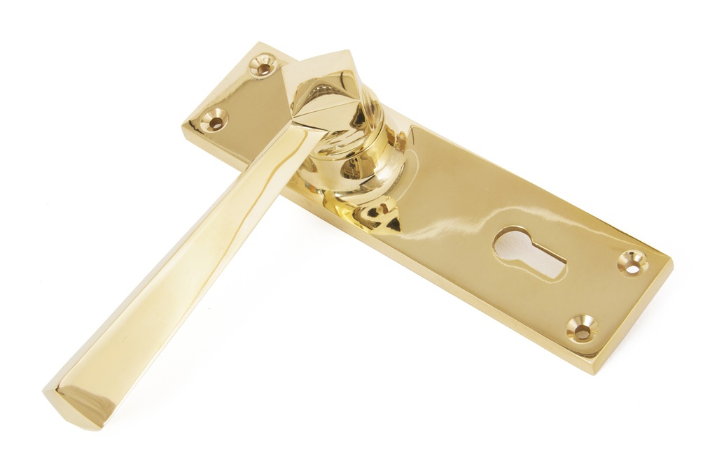 Polished Brass Straight Lever Lock Set in-situ