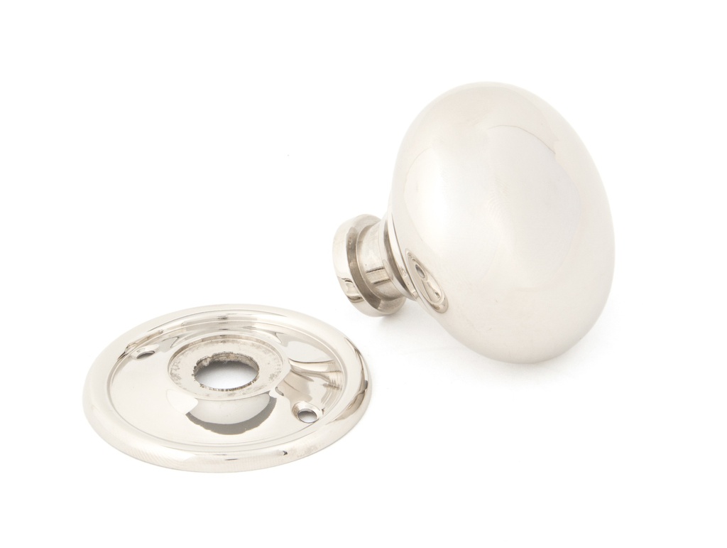 Polished Nickel Mushroom Mortice/Rim Knob Set in-situ