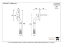 Aged Brass Reeded Espag - RH - 83915 - Technical Drawing