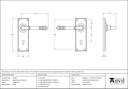 Aged Brass Reeded Lever Lock Set - 33040 - Technical Drawing