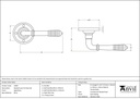 Aged Brass Reeded Lever on Rose Set - 33087 - Technical Drawing