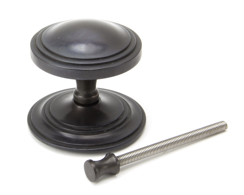 Aged Bronze Art Deco Centre Door Knob in-situ