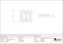 Aged Brass Round Escutcheon (Square) - 45686 - Technical Drawing