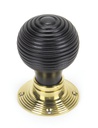Ebony & Polished Brass Beehive Mortice/Rim Knob Set in-situ