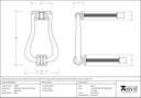 Aged Brass Slimline Art Deco Door Knocker - 90028 - Technical Drawing