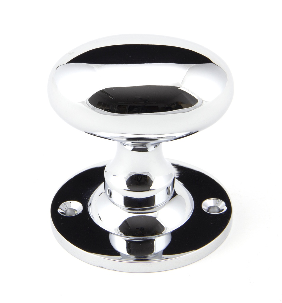 Polished Chrome Oval Mortice/Rim Knob Set in-situ