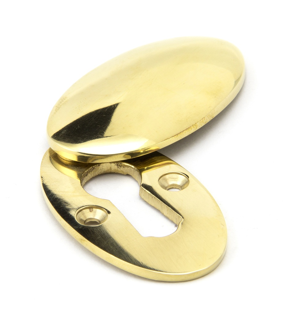 Polished Brass Oval Escutcheon &amp; Cover in-situ