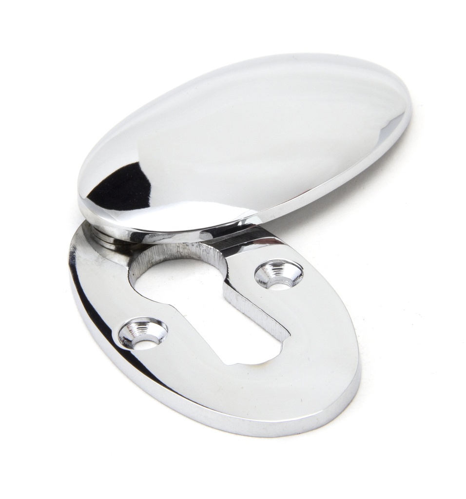Polished Chrome Oval Escutcheon & Cover in-situ