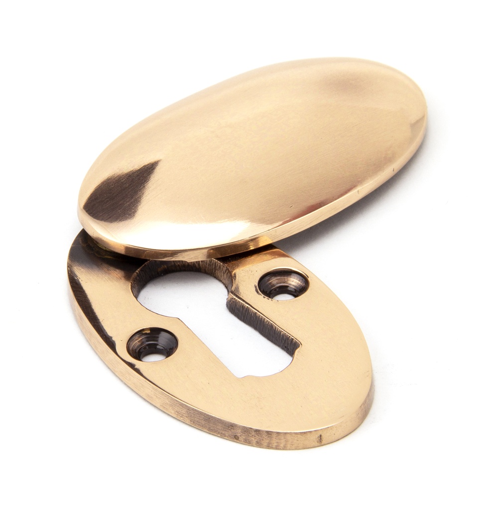 Polished Bronze Oval Escutcheon &amp; Cover in-situ