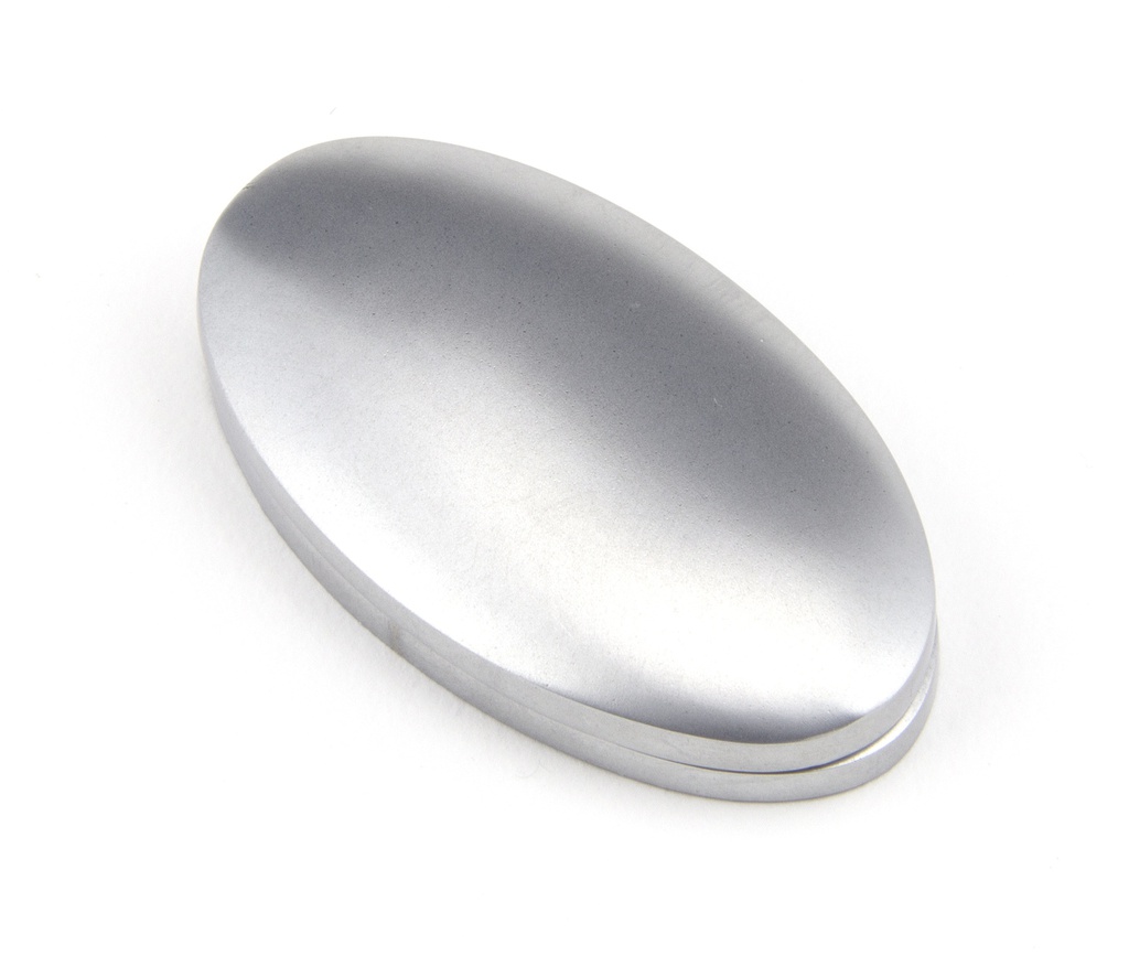 Satin Chrome Oval Escutcheon &amp; Cover in-situ