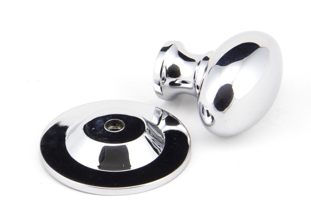 Polished Chrome Oval Cabinet Knob 33mm in-situ