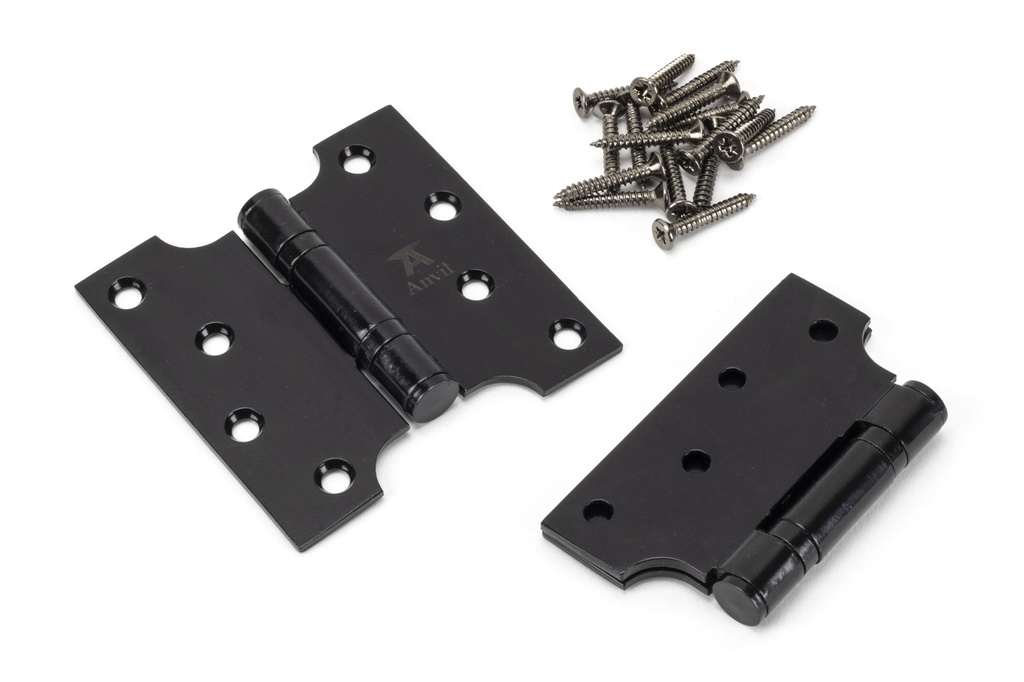 Black 4&quot; x 2&quot; x 4&quot;  Parliament Hinge (pair) ss in-situ