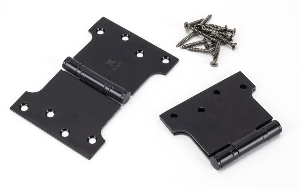 Black 4&quot; x 4&quot; x 6&quot; Parliament Hinge (pair) ss in-situ