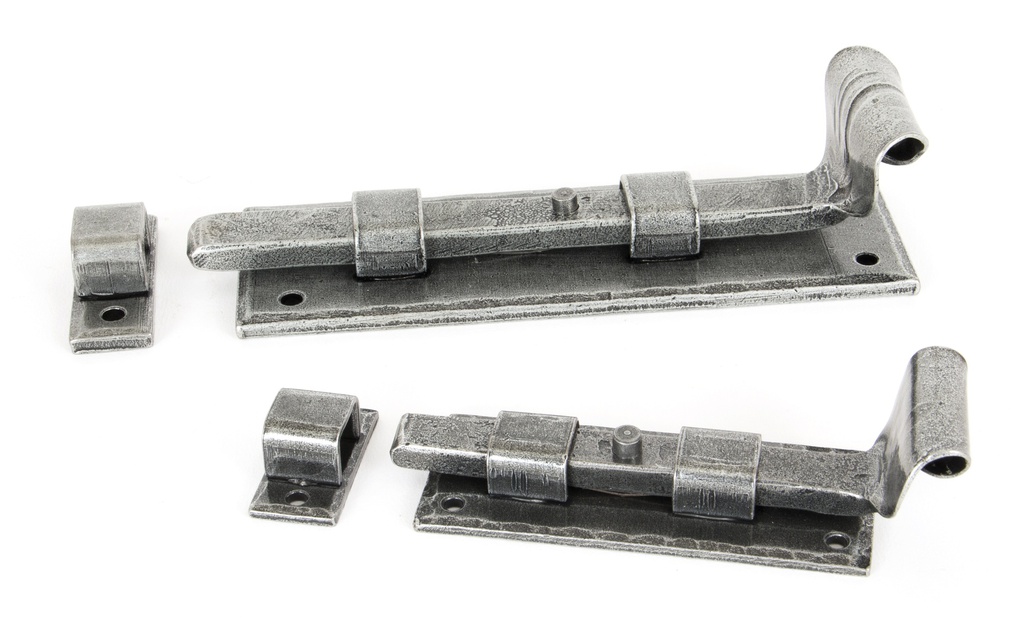 Pewter 6" Straight Door Bolt in-situ