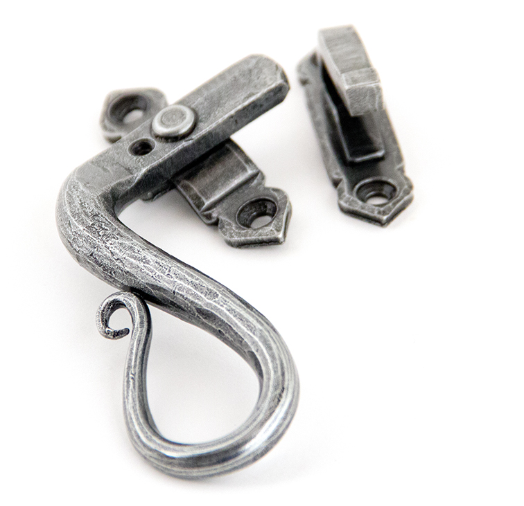 Pewter Locking Shepherd's Crook Fastener - LH in-situ