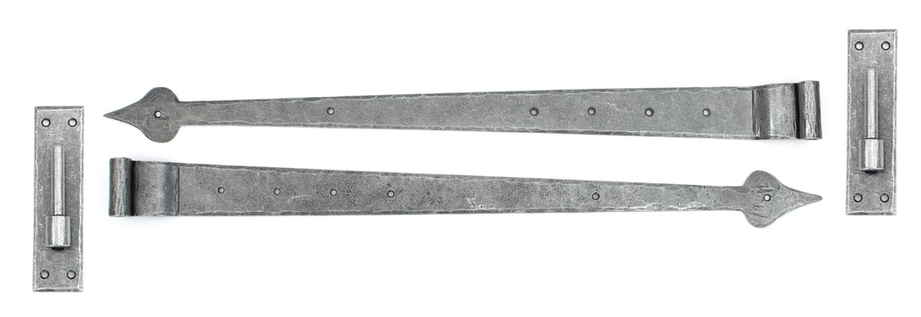 Pewter 35" Hook & Band Hinge - Cranked (pair) in-situ