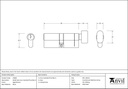 Aged Bronze 40/40 5pin Euro Cylinder/Thumbturn - 45848 - Technical Drawing