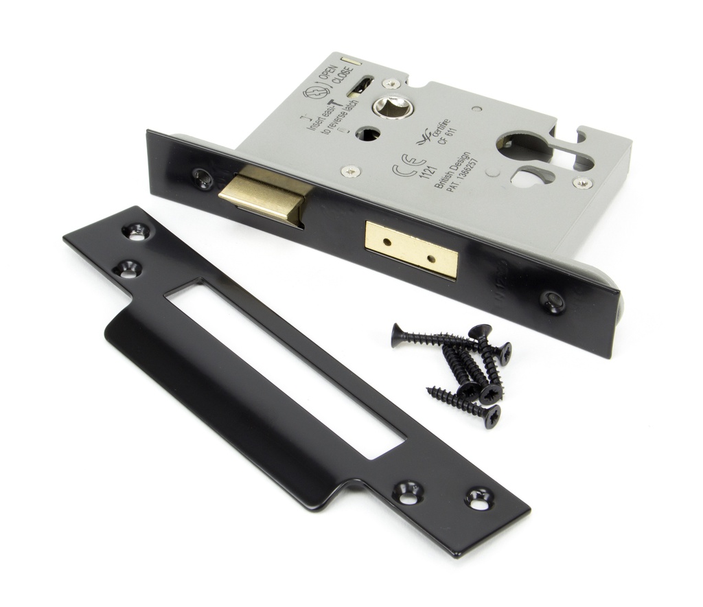 Black 3&quot; Euro Profile Sash Lock in-situ