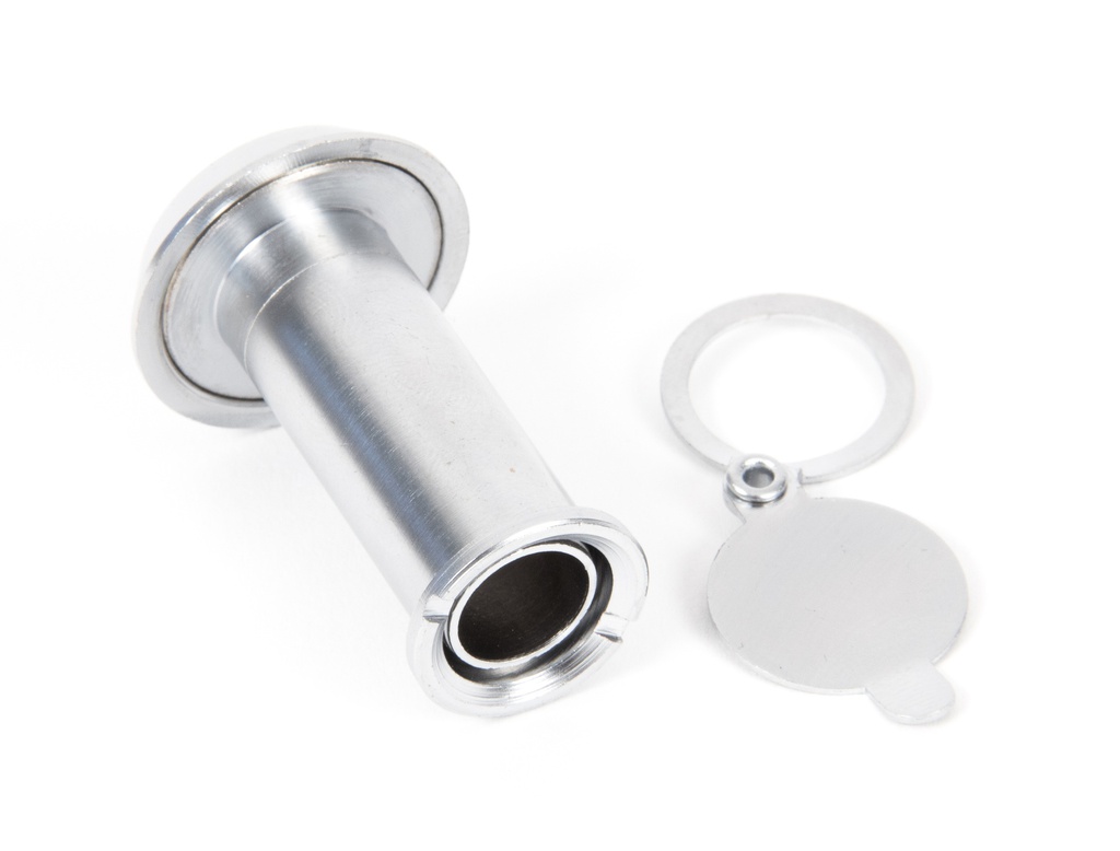 Satin Chrome Door Viewer 180° (34-56mm Door) in-situ