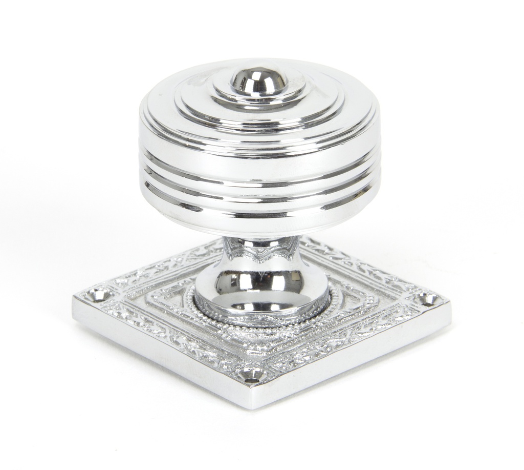 Polished Chrome Tewkesbury Square Mortice Knob Set in-situ