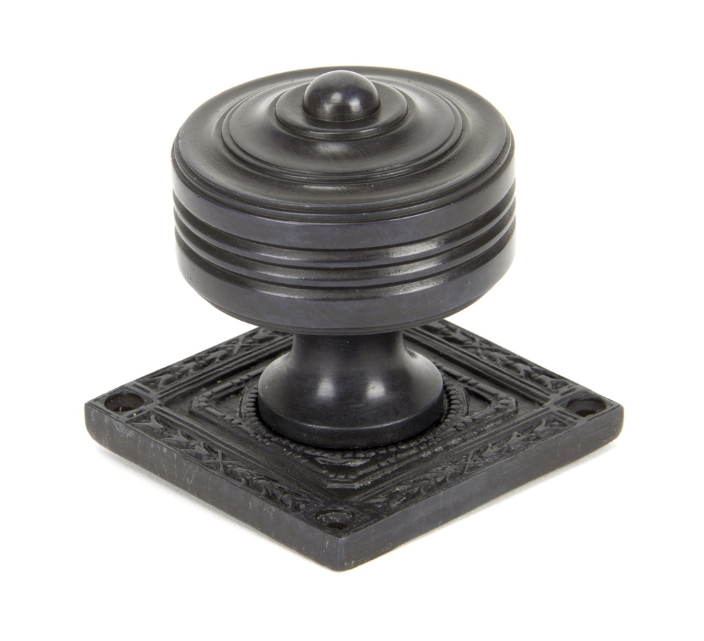 Aged Bronze Tewkesbury Square Mortice Knob Set in-situ