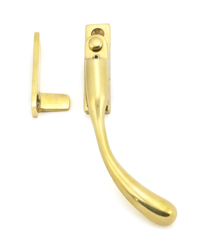 Polished Brass Night-Vent Locking Peardrop Fastener - RH in-situ