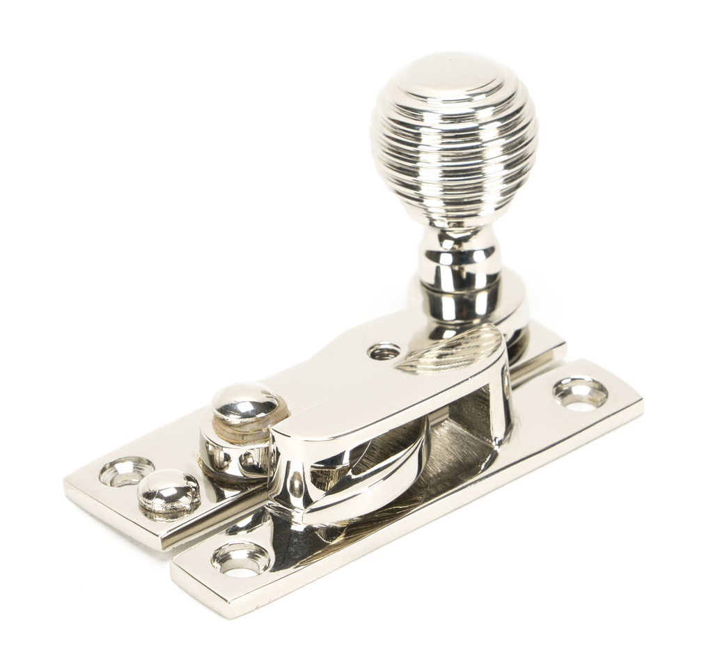 Polished Nickel Beehive Sash Hook Fastener in-situ