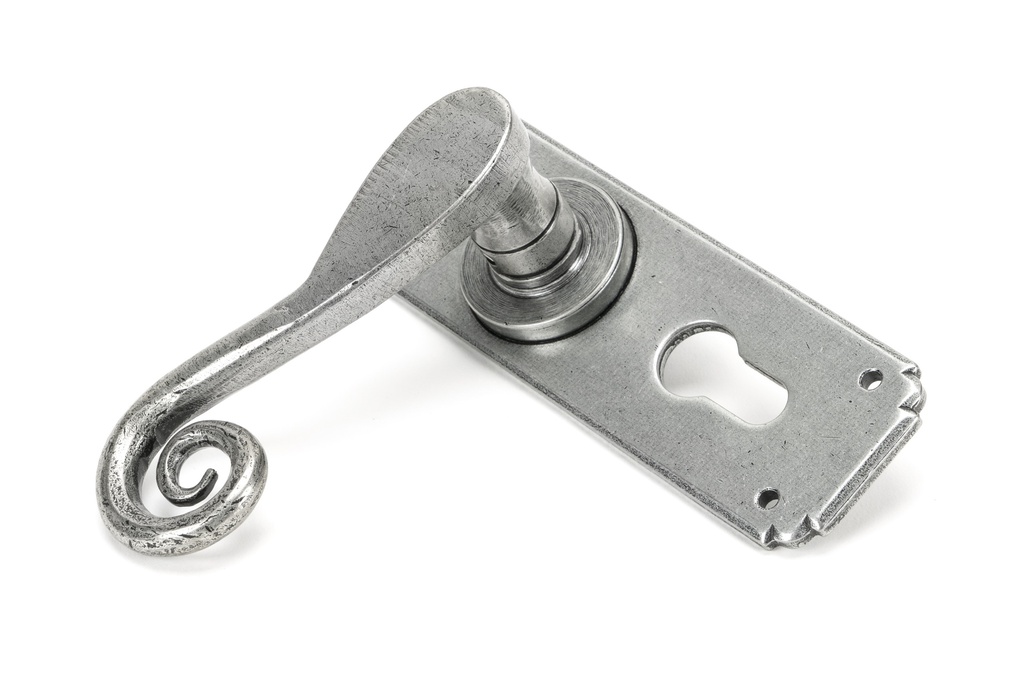 Pewter Monkeytail Lever Euro Lock Set in-situ