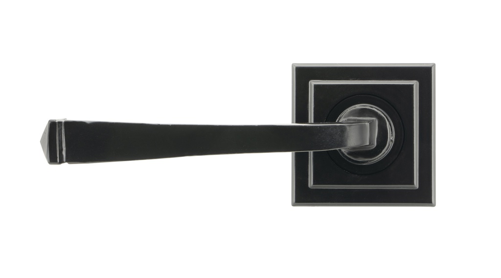 Black Avon Round Lever on Rose Set (Square) in-situ