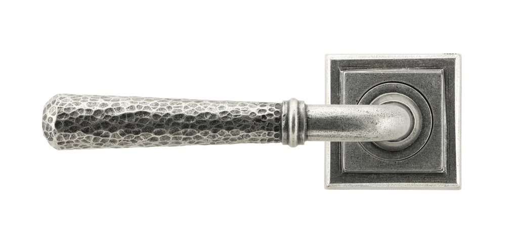 Pewter Hammered Newbury Lever on Rose Set (Square) in-situ