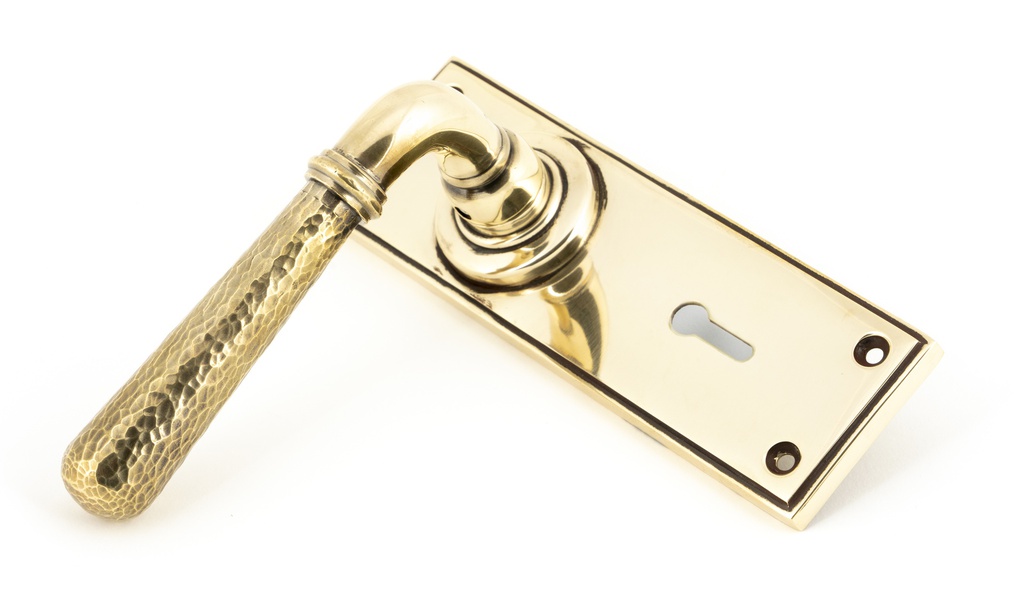 Aged Brass Hammered Newbury Lever Lock Set in-situ