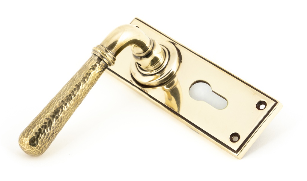 Aged Brass Hammered Newbury Lever Euro Set in-situ