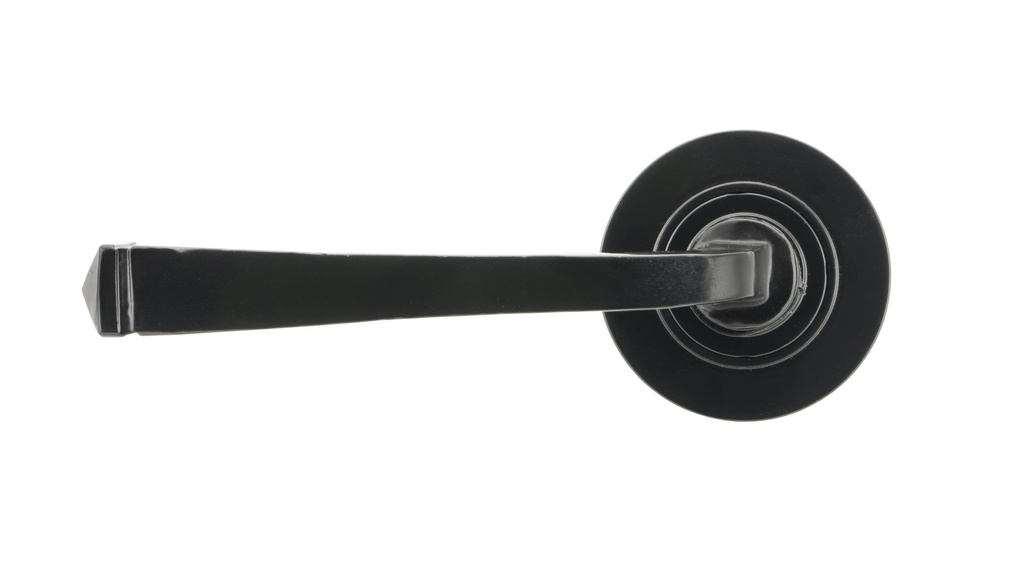 Black Avon Round Lever on Rose Set (Plain) - Unsprung in-situ