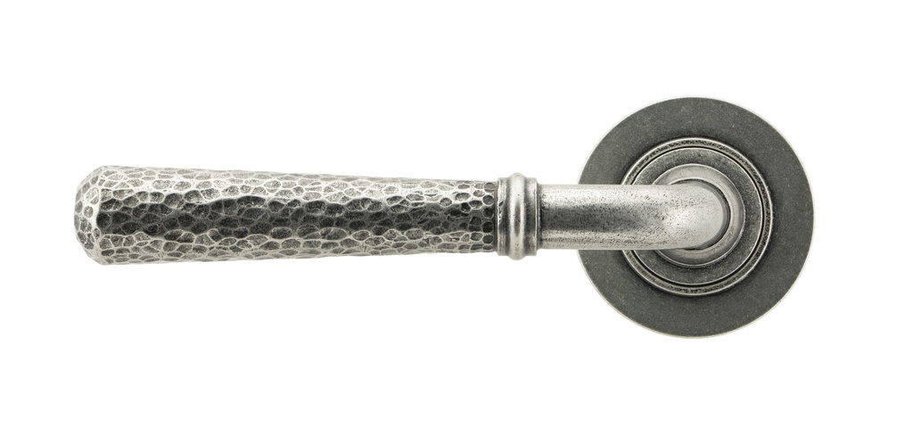 Pewter Hammered Newbury Lever on Rose Set (Plain) - Unsprung in-situ