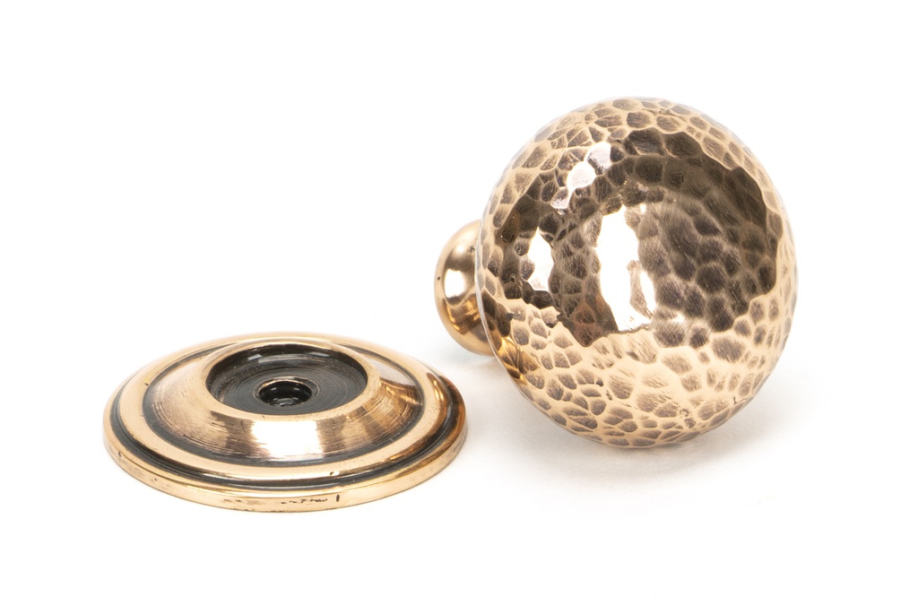 Polished Bronze Hammered Mushroom Cabinet Knob 32mm in-situ